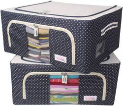 BlushBees-Living-Box-Closet-Organizer-Cloth-Storage-Boxes-for-Wardrobe-Pack-of-2-Polka-Dot-Blue