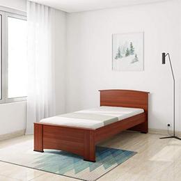 Amazon Brand Solimo Antares Engineered Wood Single Bed Caramel Mahogany Finish am